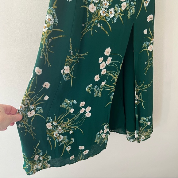 Reformation Juliette Dress Green Floral Midi Tie Spaghetti Straps Size 2 - Picture 4 of 8